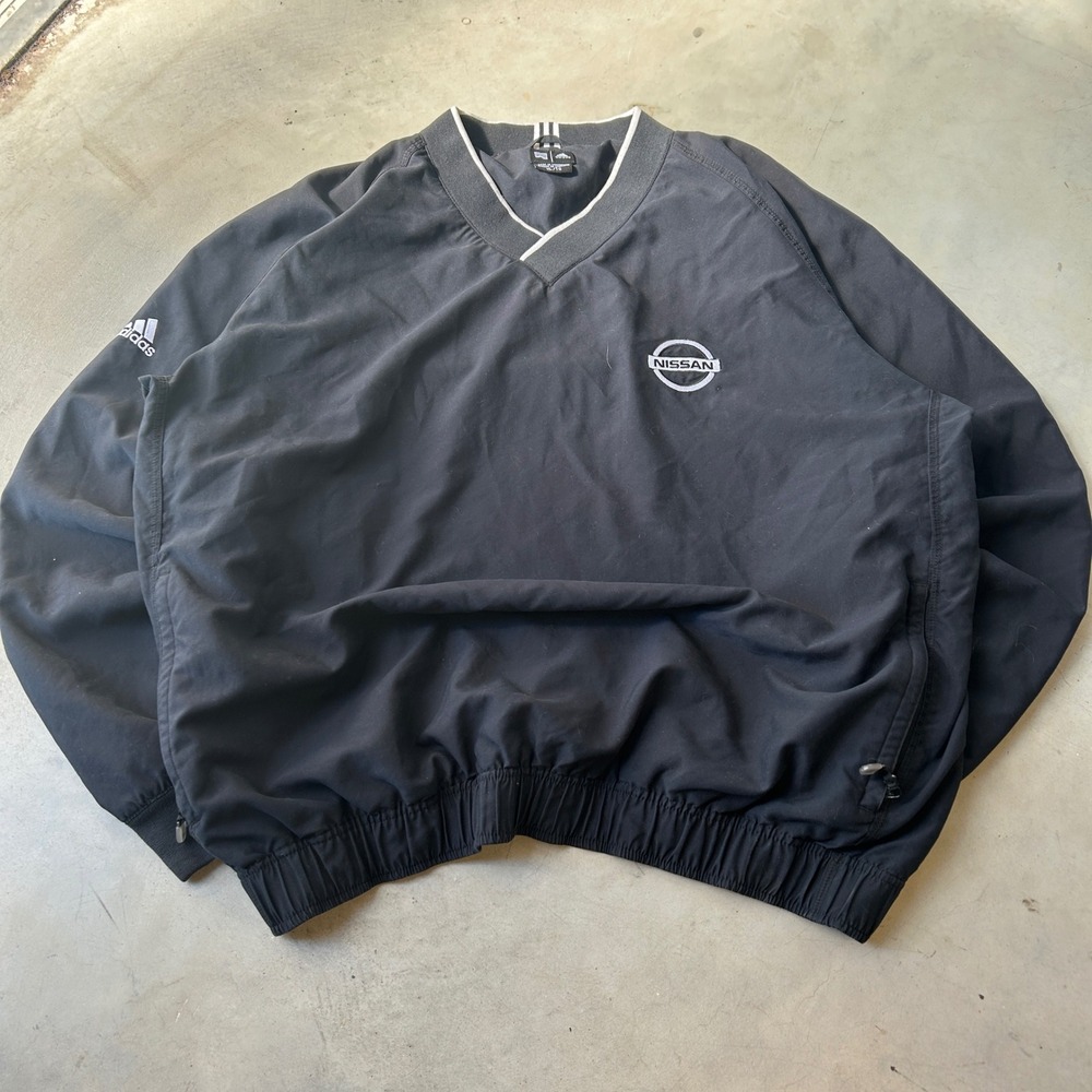 Adidas Nissan ClimaProof Windbreaker Pullover V-Neck Black Mens XL